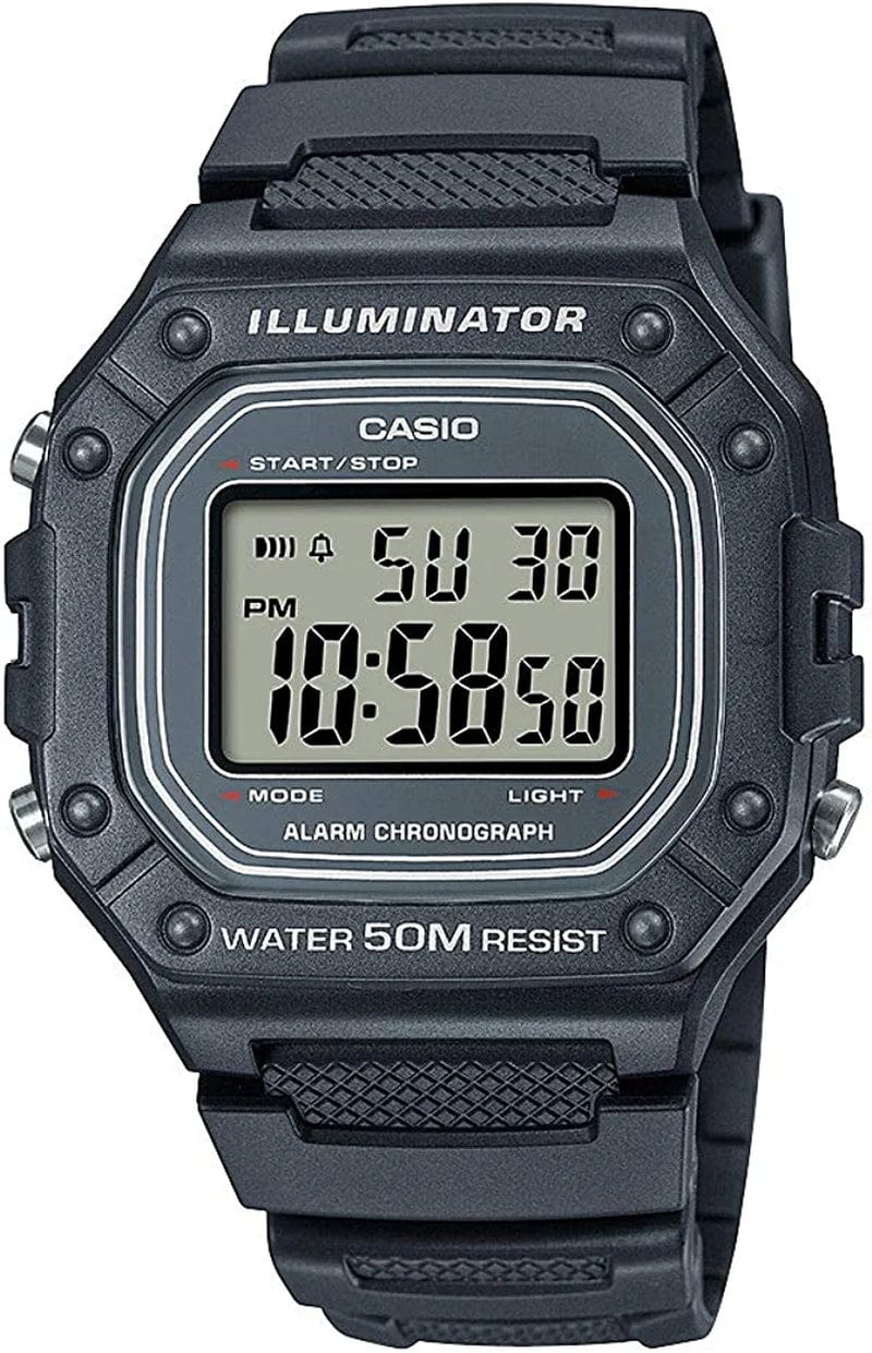 Men'S W-218H-1AVCF Classic Digital Display Quartz Black Watch Gray