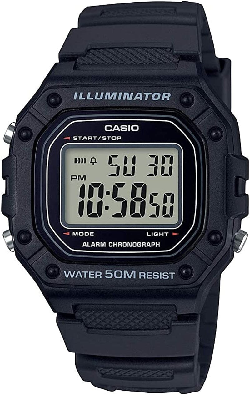 Men'S W-218H-1AVCF Classic Digital Display Quartz Black Watch Black