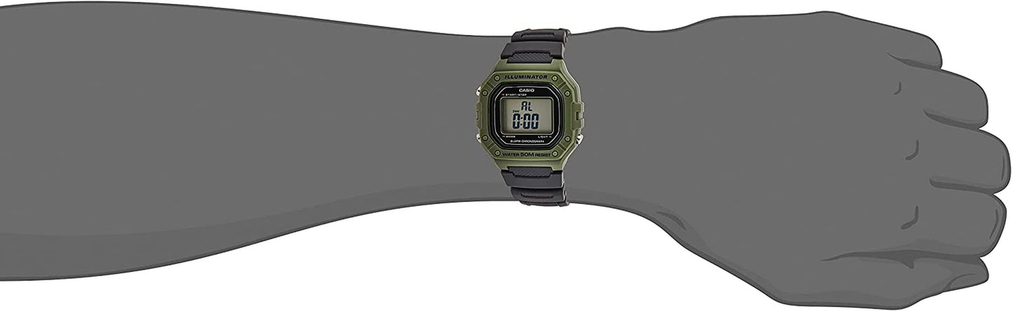 Men'S W-218H-1AVCF Classic Digital Display Quartz Black Watch
