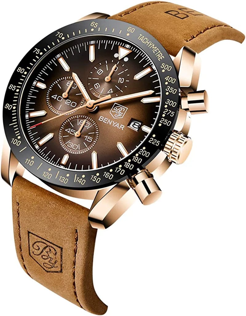 Men’S Watch Analog Waches for Man Business Work Waterproof Chronograph Watches Men Fashion Minimalist Sport Classic Elegant Men'S Wrist Watch with Leather Band Unique Gifts for Men