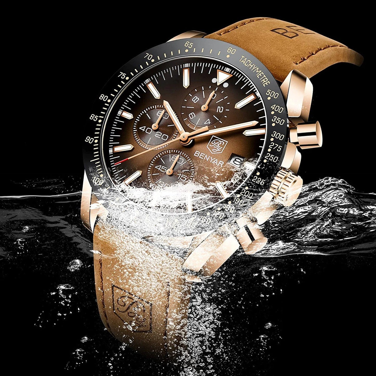 Men’S Watch Analog Waches for Man Business Work Waterproof Chronograph Watches Men Fashion Minimalist Sport Classic Elegant Men'S Wrist Watch with Leather Band Unique Gifts for Men