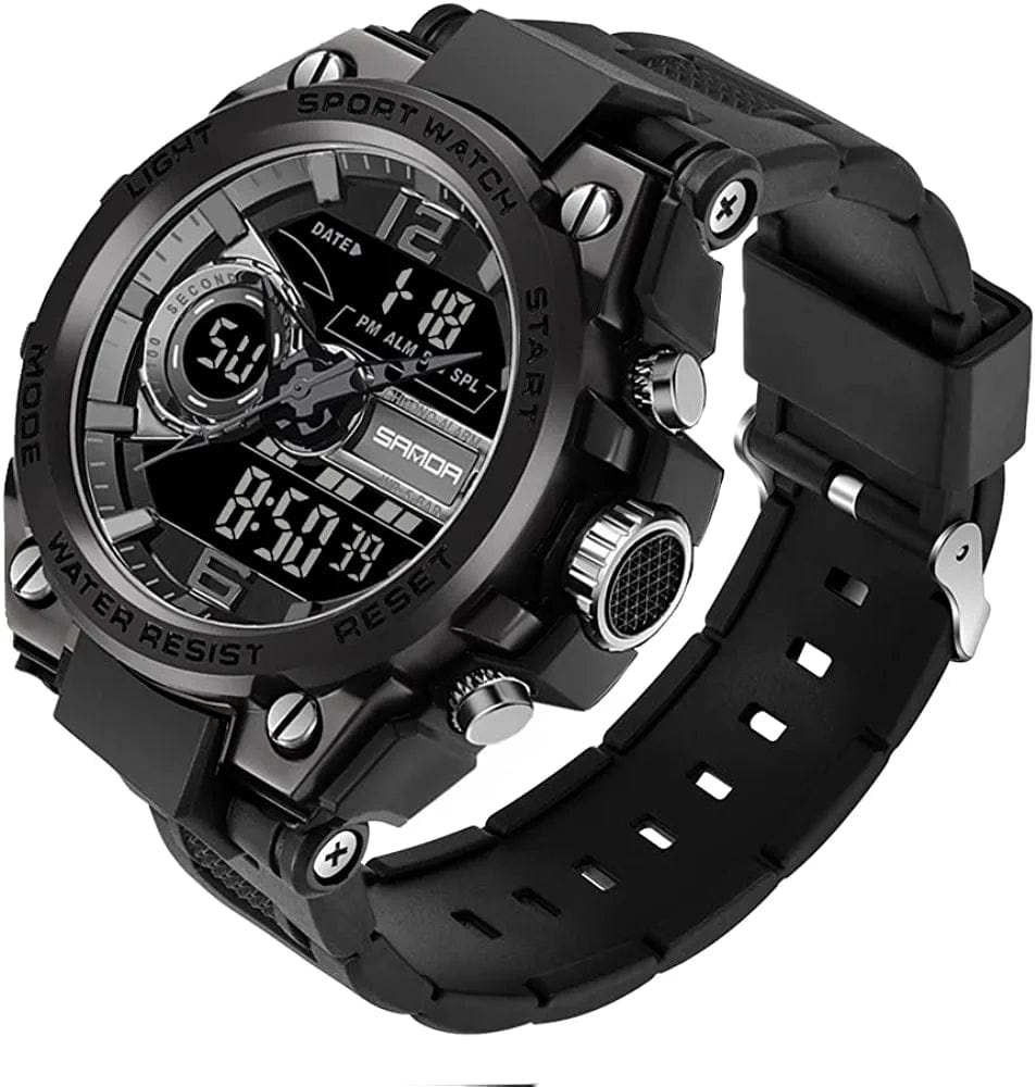 Men'S Watches Sports Outdoor Waterproof Military Watch Date Multi Function Tactics LED Alarm Stopwatch 6092_Black 08