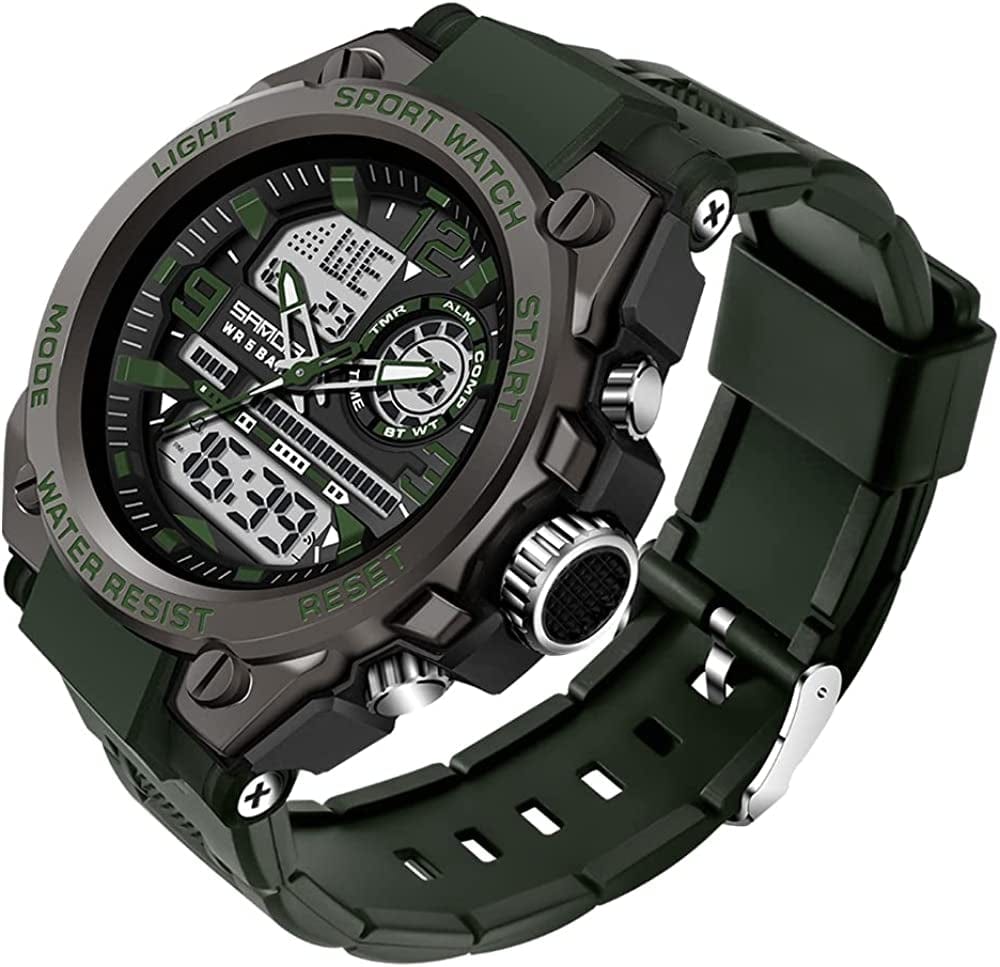 Men'S Watches Sports Outdoor Waterproof Military Watch Date Multi Function Tactics LED Alarm Stopwatch 6024_Green