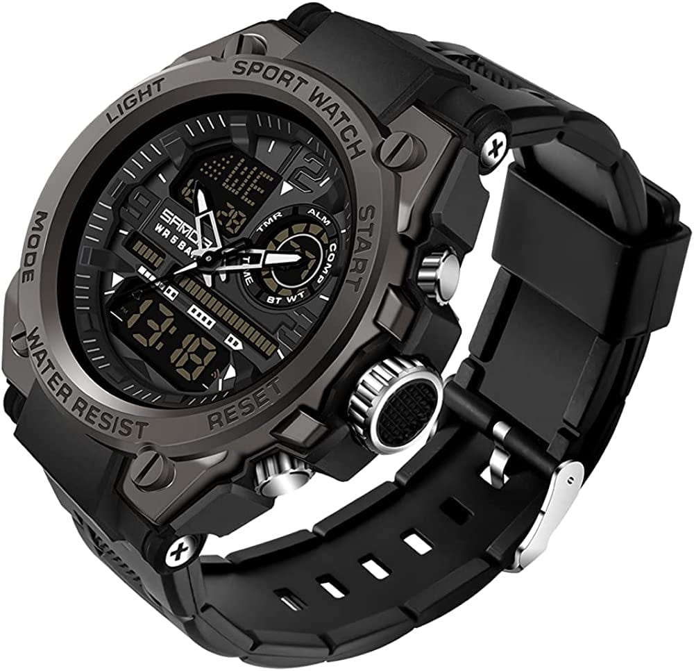 Men'S Watches Sports Outdoor Waterproof Military Watch Date Multi Function Tactics LED Alarm Stopwatch 6024_Black