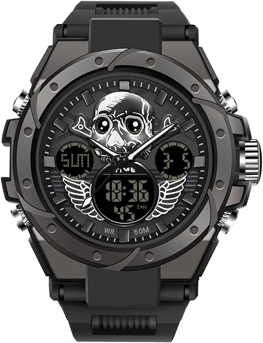 Men'S Watches Sports Outdoor Waterproof Military Watch Date Multi Function Tactics LED Alarm Stopwatch 6087_Black