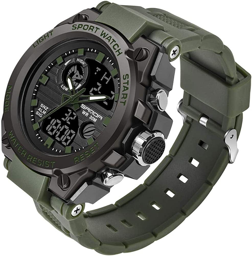 Men'S Watches Sports Outdoor Waterproof Military Watch Date Multi Function Tactics LED Alarm Stopwatch 26_Green