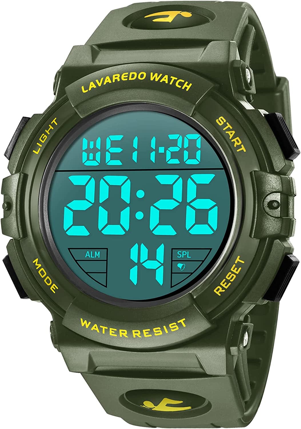 Mens Digital Watch - Sports Military Watches Waterproof Outdoor Chronograph Military Wrist Watches for Men with LED Back Ligh/Alarm/Date 08-Green