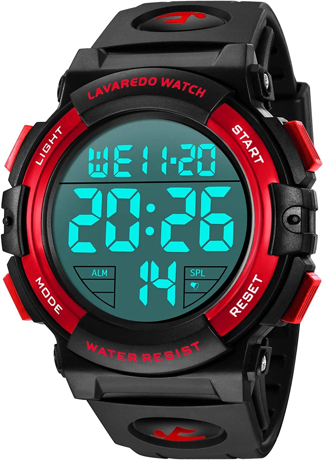 Mens Digital Watch - Sports Military Watches Waterproof Outdoor Chronograph Military Wrist Watches for Men with LED Back Ligh/Alarm/Date 02-Red