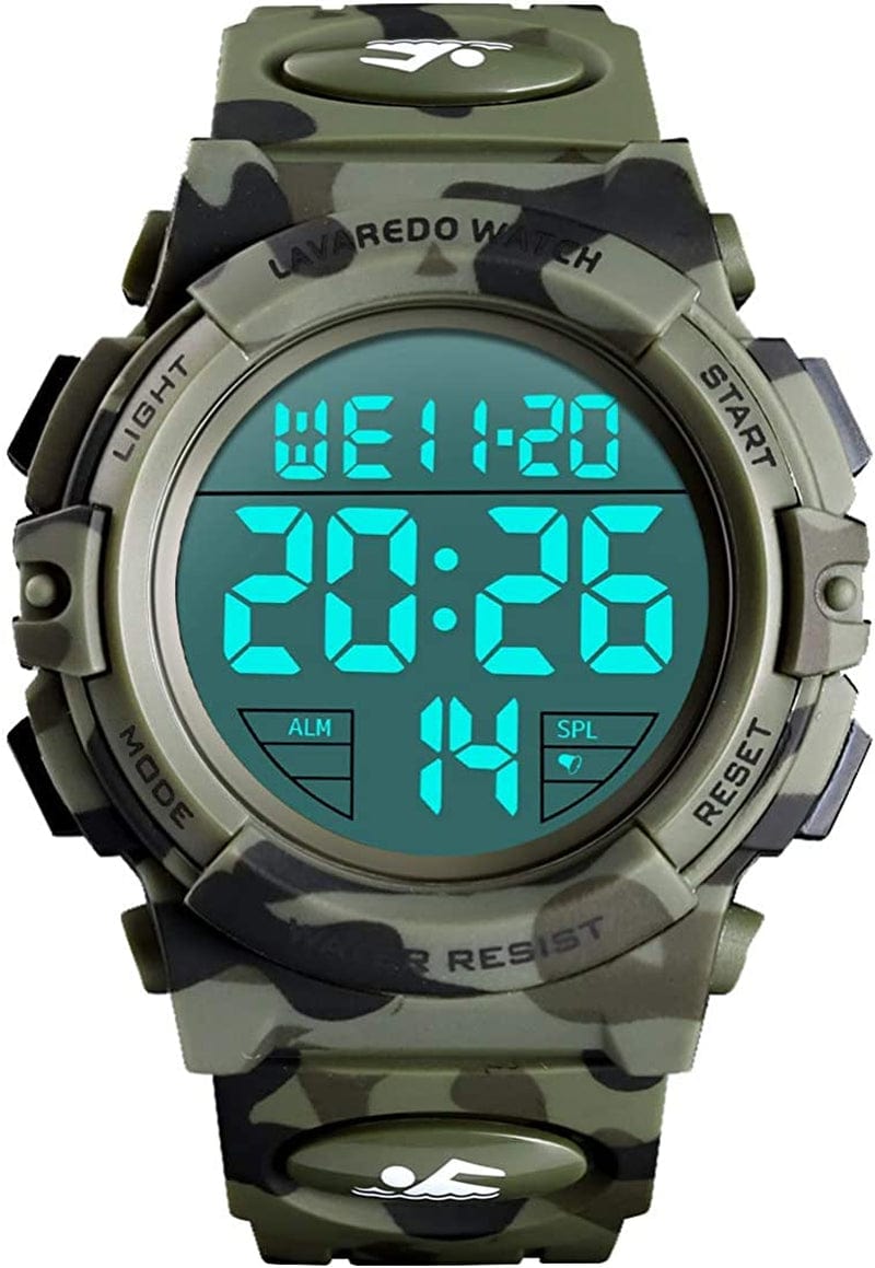 Mens Digital Watch - Sports Military Watches Waterproof Outdoor Chronograph Military Wrist Watches for Men with LED Back Ligh/Alarm/Date 09-Army