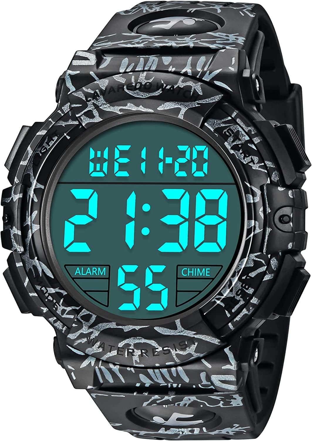 Mens Digital Watch - Sports Military Watches Waterproof Outdoor Chronograph Military Wrist Watches for Men with LED Back Ligh/Alarm/Date Xt-GraBK