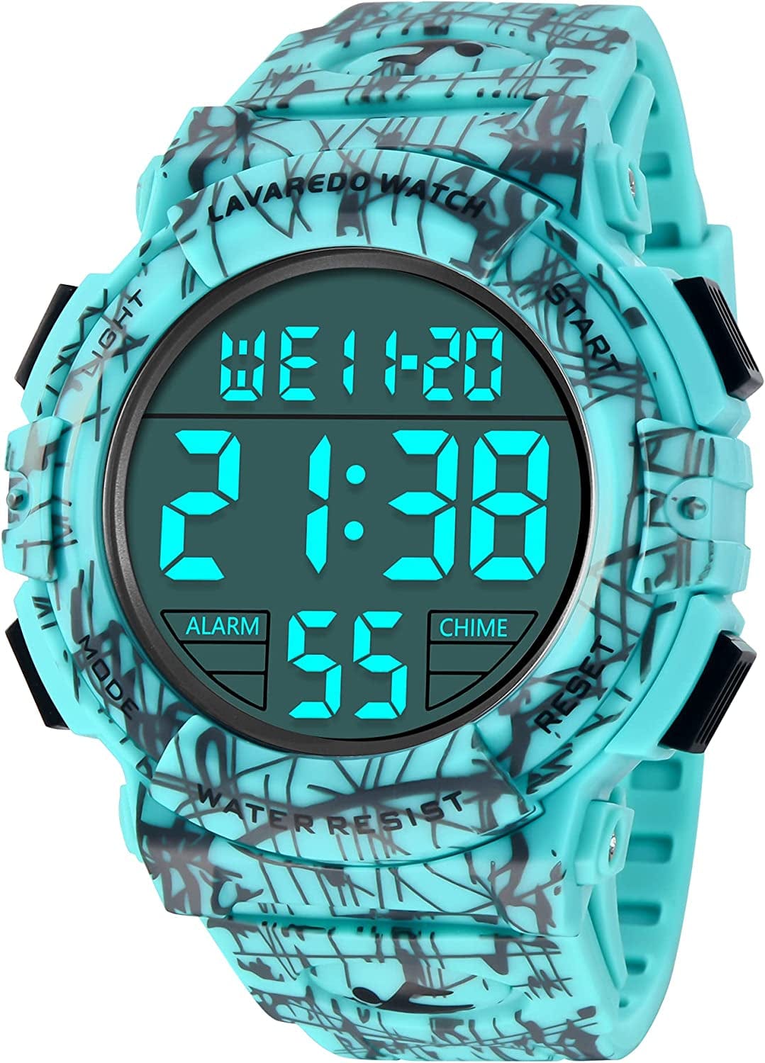 Mens Digital Watch - Sports Military Watches Waterproof Outdoor Chronograph Military Wrist Watches for Men with LED Back Ligh/Alarm/Date Xt-MalachiteGreen