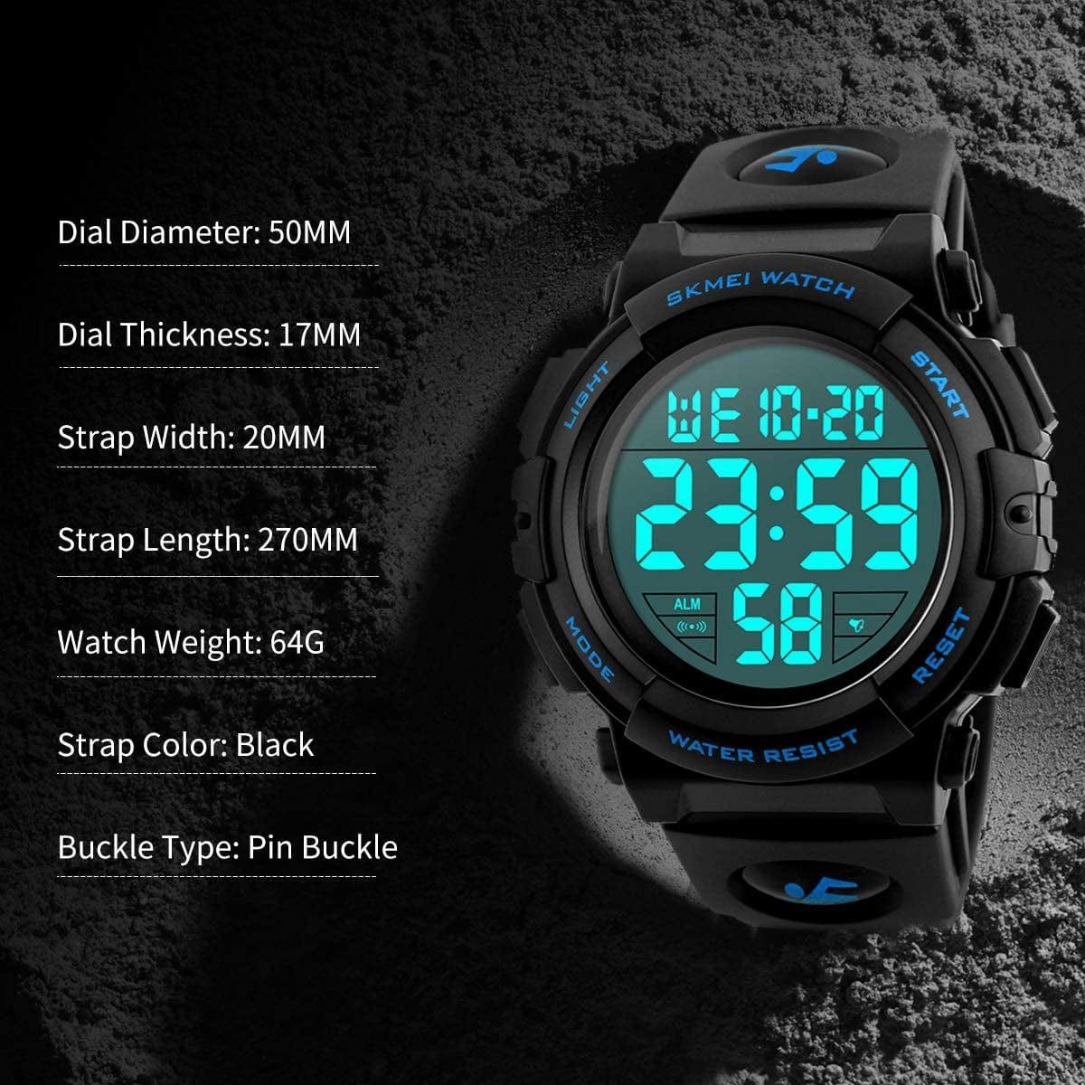 Mens Digital Watch - Sports Military Watches Waterproof Outdoor Chronograph Military Wrist Watches for Men with LED Back Ligh/Alarm/Date