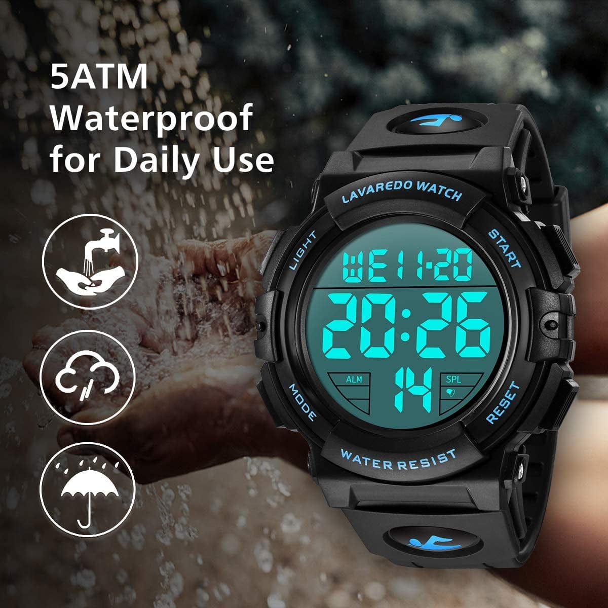 Mens Digital Watch - Sports Military Watches Waterproof Outdoor Chronograph Military Wrist Watches for Men with LED Back Ligh/Alarm/Date