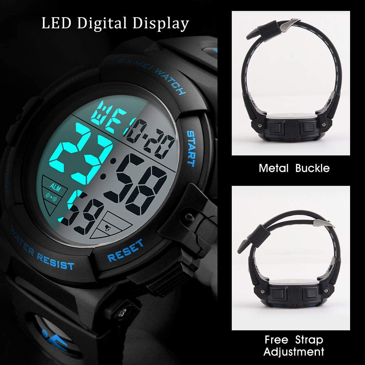 Mens Digital Watch - Sports Military Watches Waterproof Outdoor Chronograph Military Wrist Watches for Men with LED Back Ligh/Alarm/Date