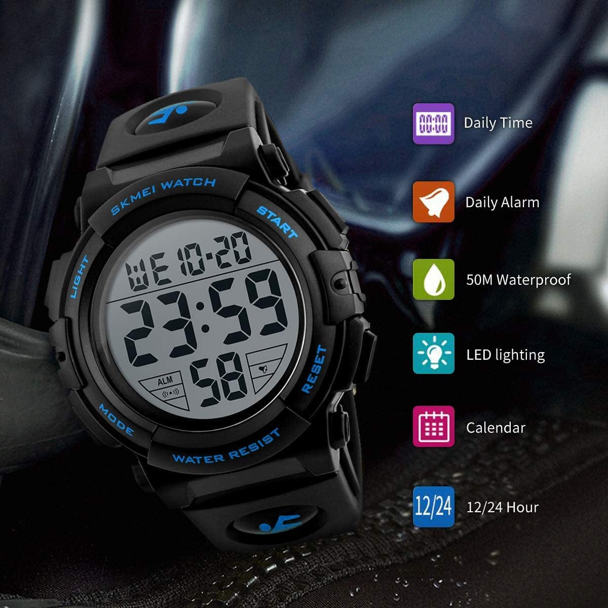 Mens Digital Watch - Sports Military Watches Waterproof Outdoor Chronograph Military Wrist Watches for Men with LED Back Ligh/Alarm/Date