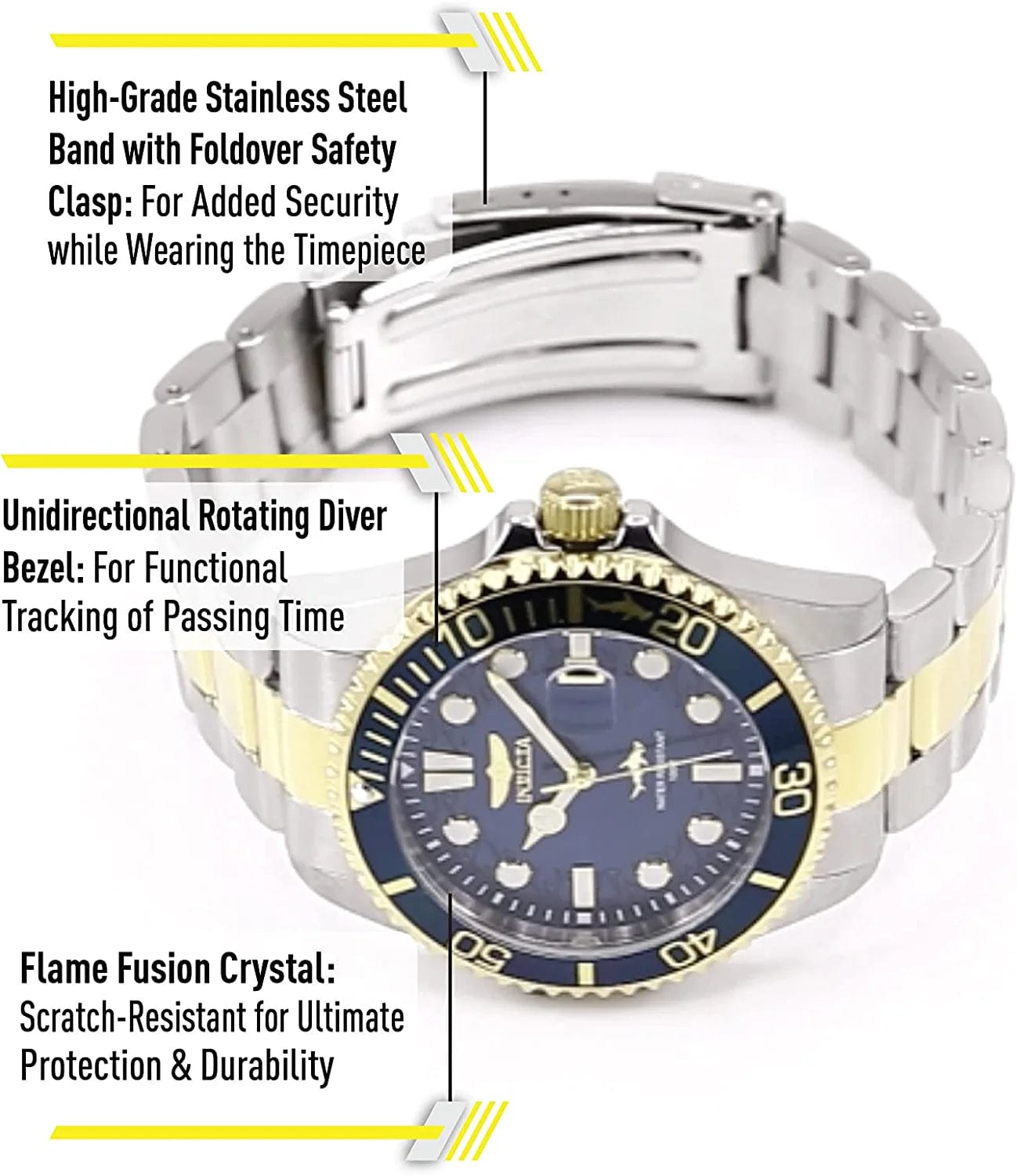 Mens Pro Diver Quartz Watch, Two Tone, 30021