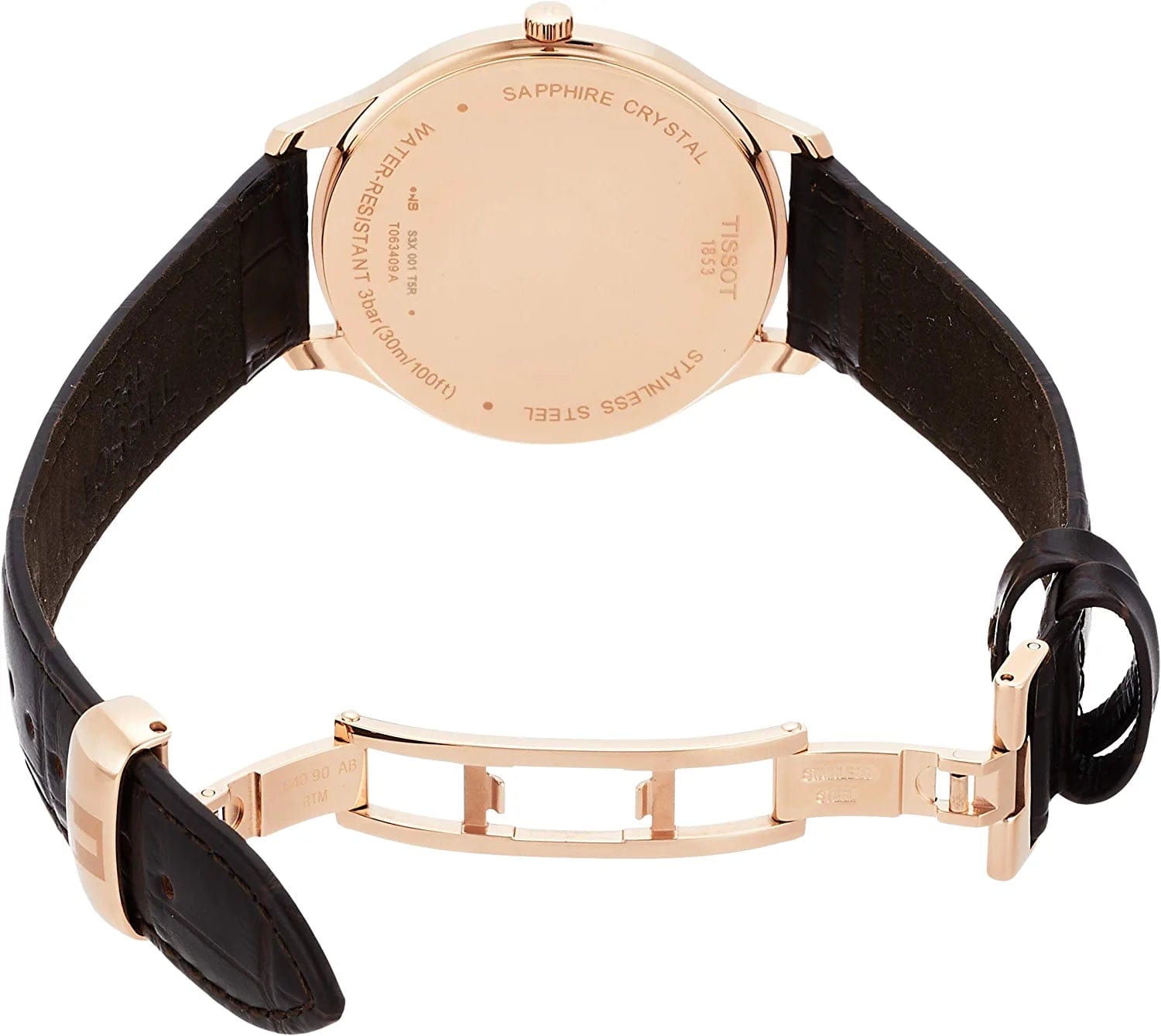 Mens Tradition 5.5 316L Stainless Steel Case Swiss Quartz Watch, Brown, Leather, 18 (T0634093601800)