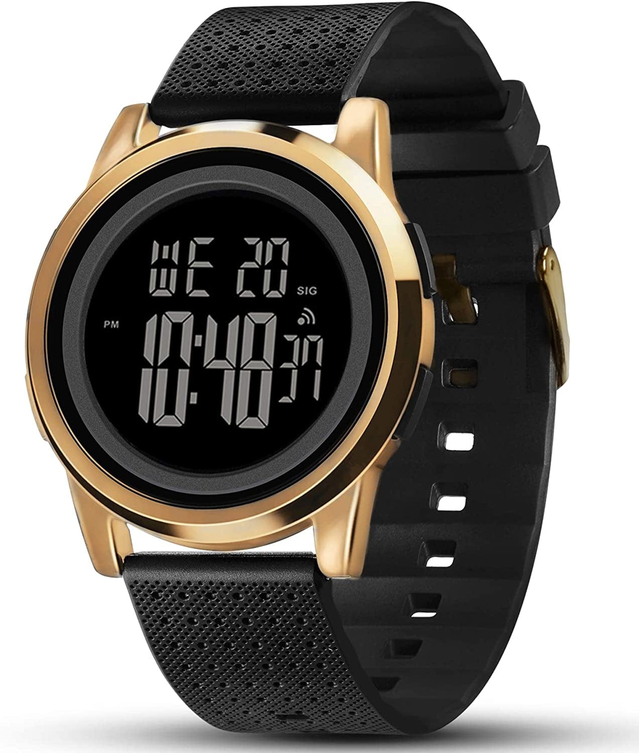 Mens Watch Ultra-Thin Digital Sports Watch Waterproof Stainless Steel Fashion Wrist Watch for Men Women Gold