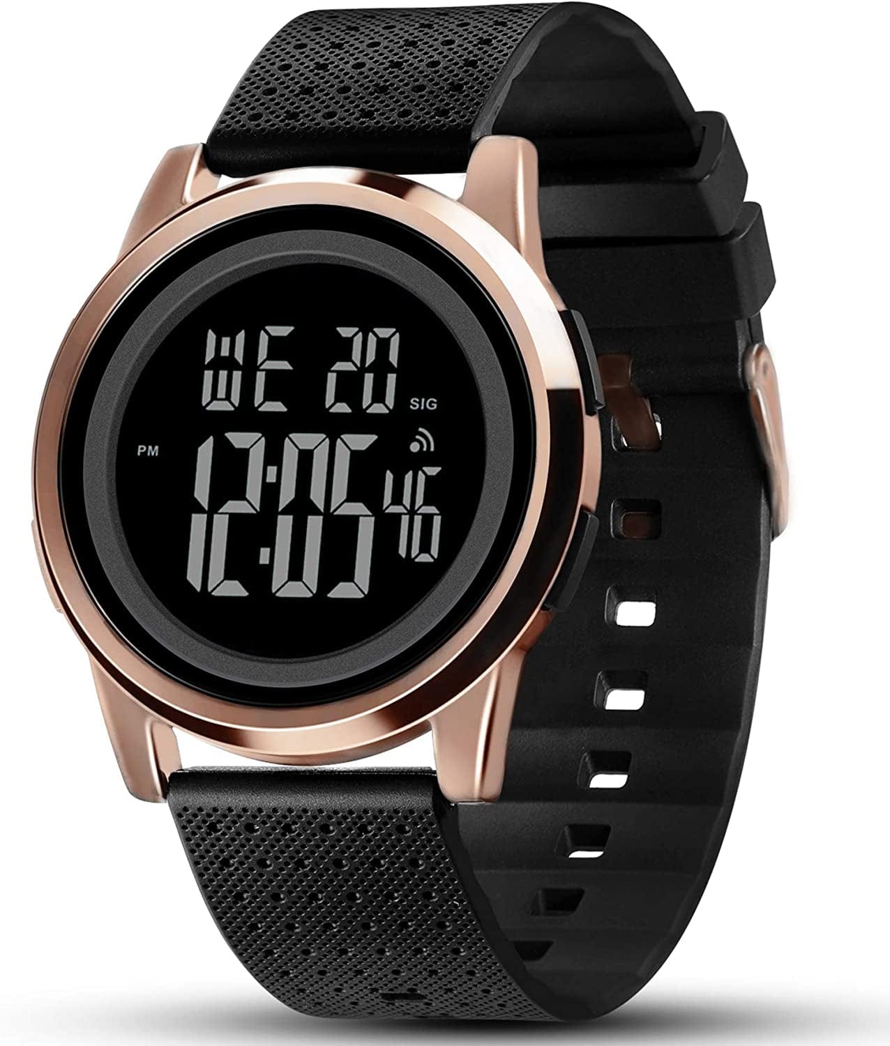 Mens Watch Ultra-Thin Digital Sports Watch Waterproof Stainless Steel Fashion Wrist Watch for Men Women Rose Gold