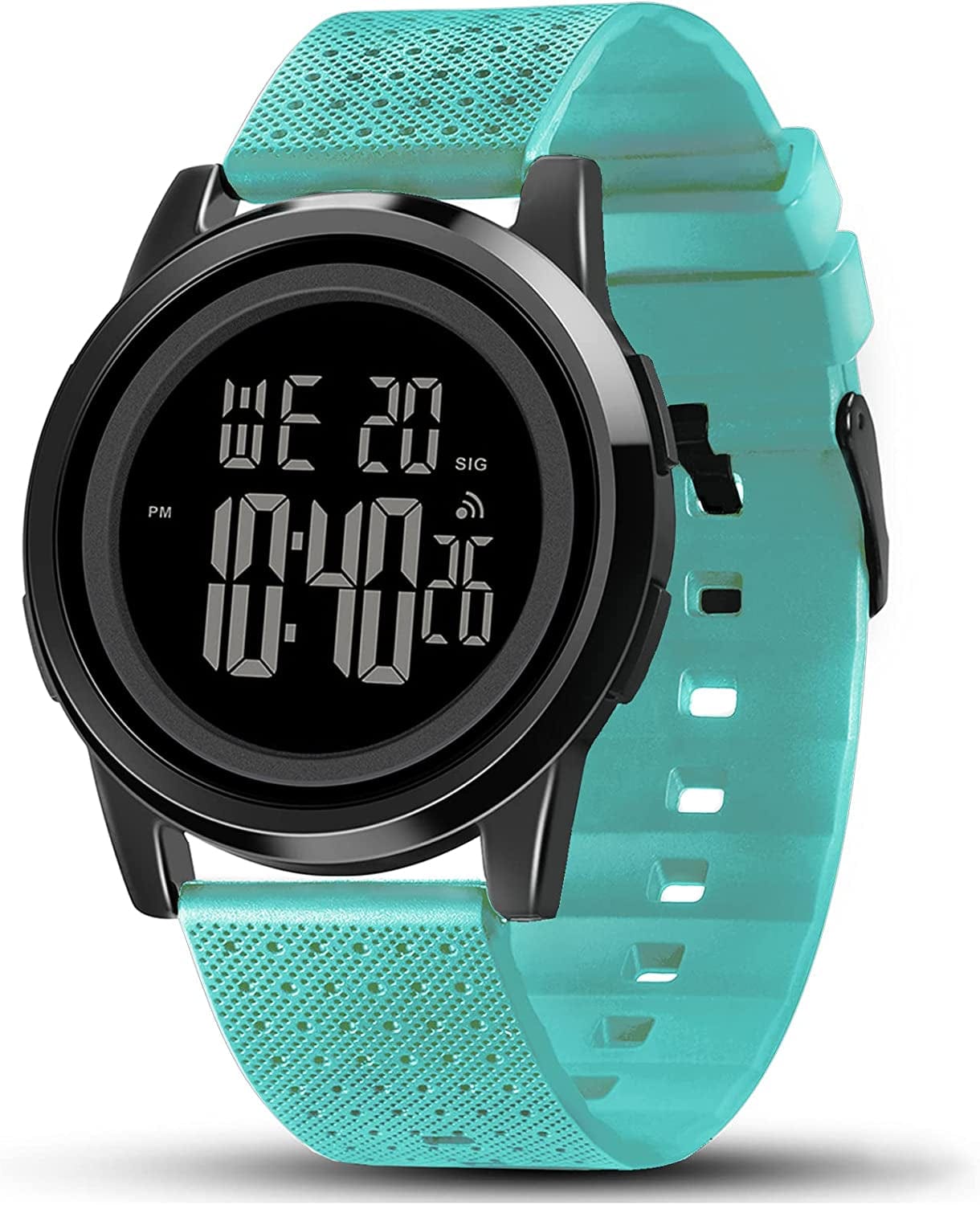 Mens Watch Ultra-Thin Digital Sports Watch Waterproof Stainless Steel Fashion Wrist Watch for Men Women mint green