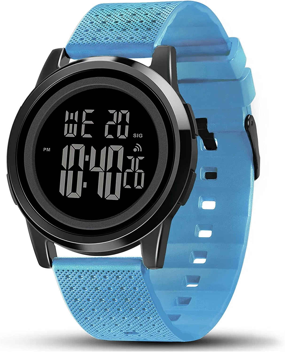 Mens Watch Ultra-Thin Digital Sports Watch Waterproof Stainless Steel Fashion Wrist Watch for Men Women Sky Blue