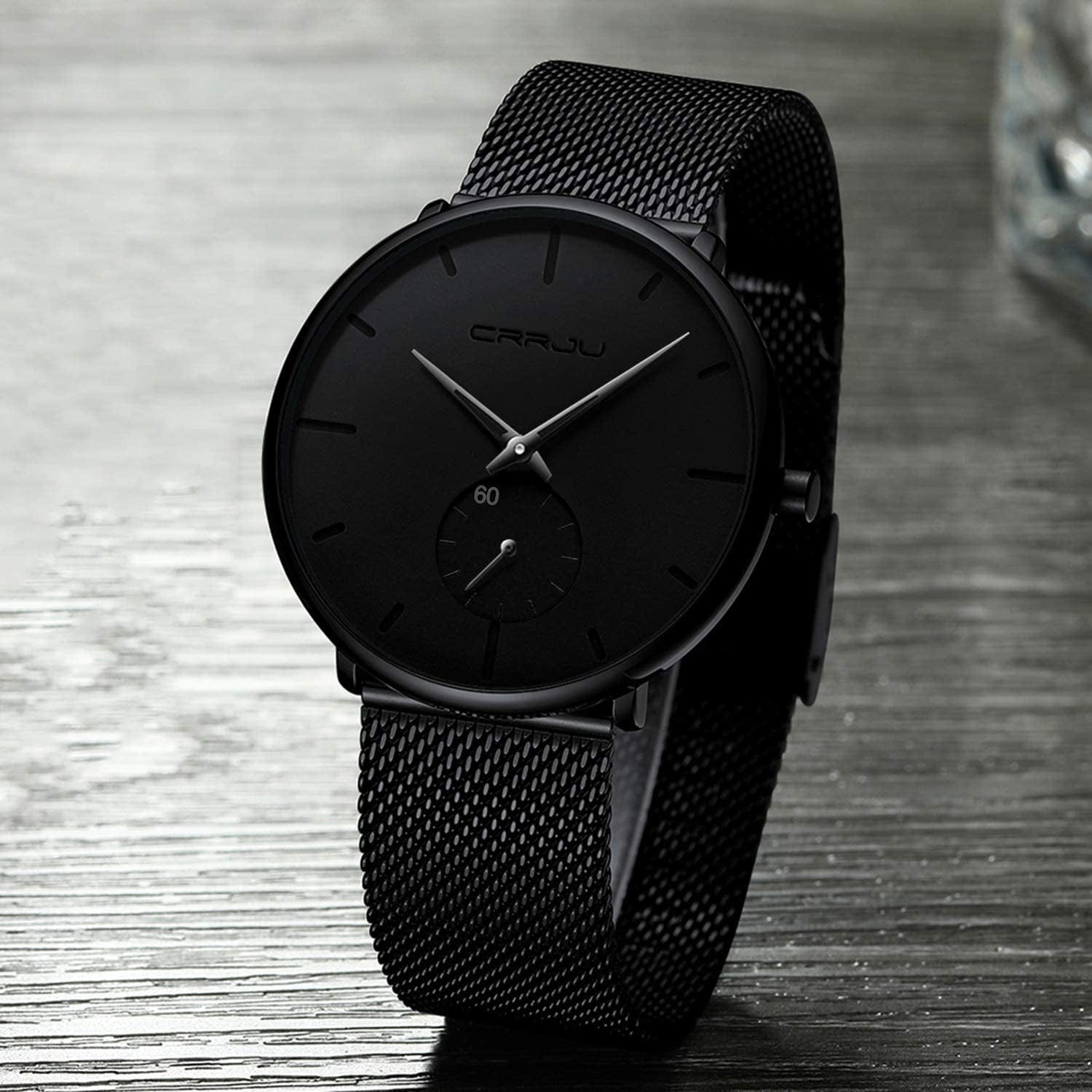Mens Watches Ultra-Thin Minimalist Waterproof - Fashion Wrist Watch for Men Unisex Dress with Stainless Steel Mesh Band
