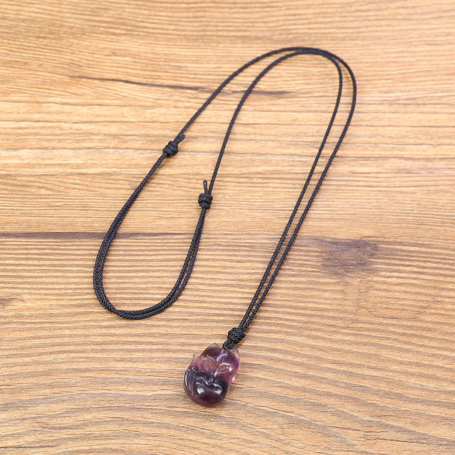 Mens Womens Stone Fox Pendant Necklace