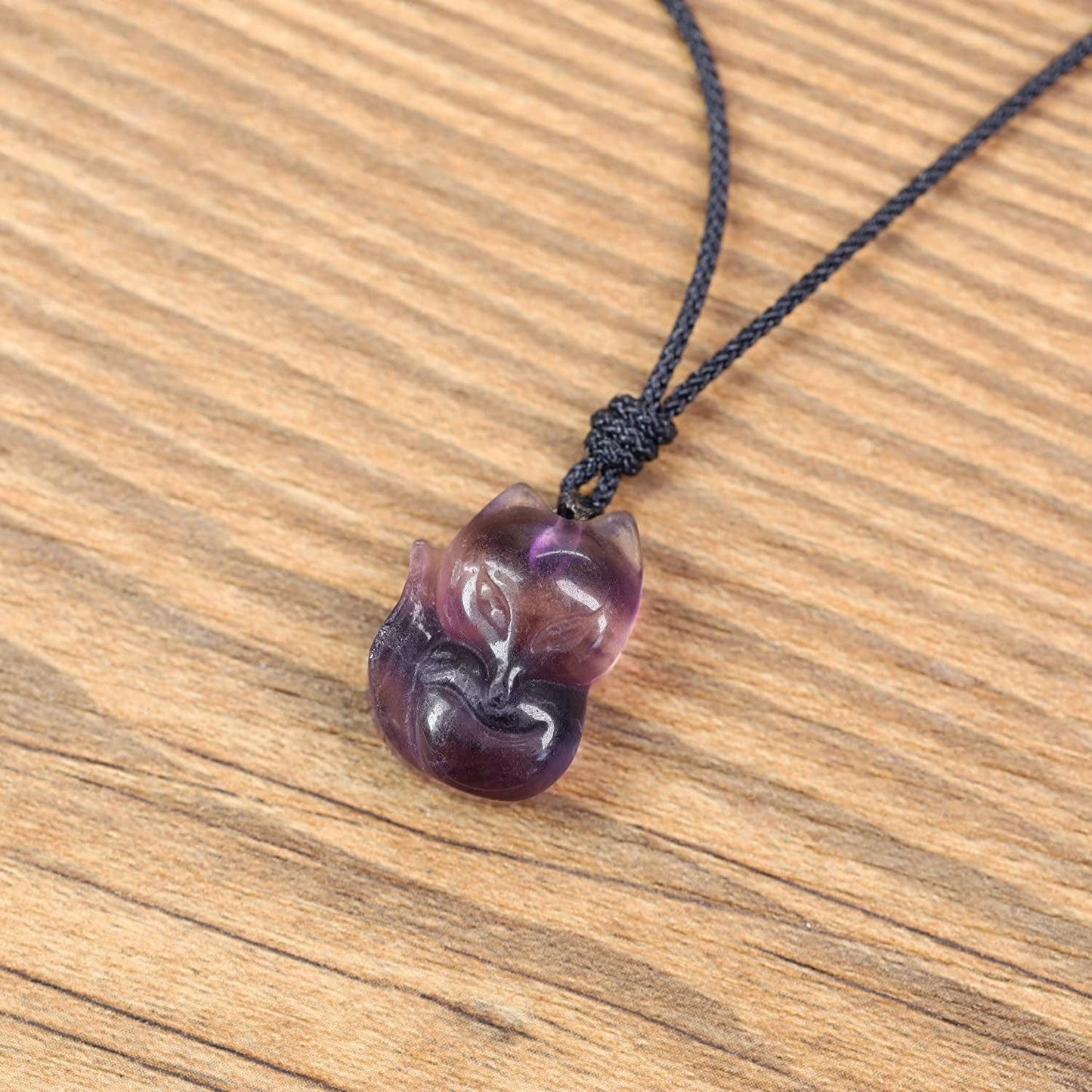 Mens Womens Stone Fox Pendant Necklace