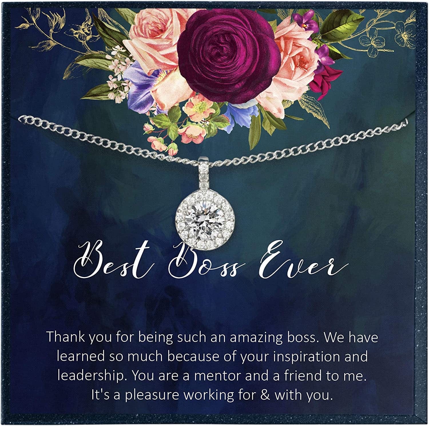 Mentor Gifts for Boss Gifts for Coworker Gifts for Retirement Gifts for Boss Leaving Gift for Coworker Going Away Gift Best Boss Ever (CZ Diamond)