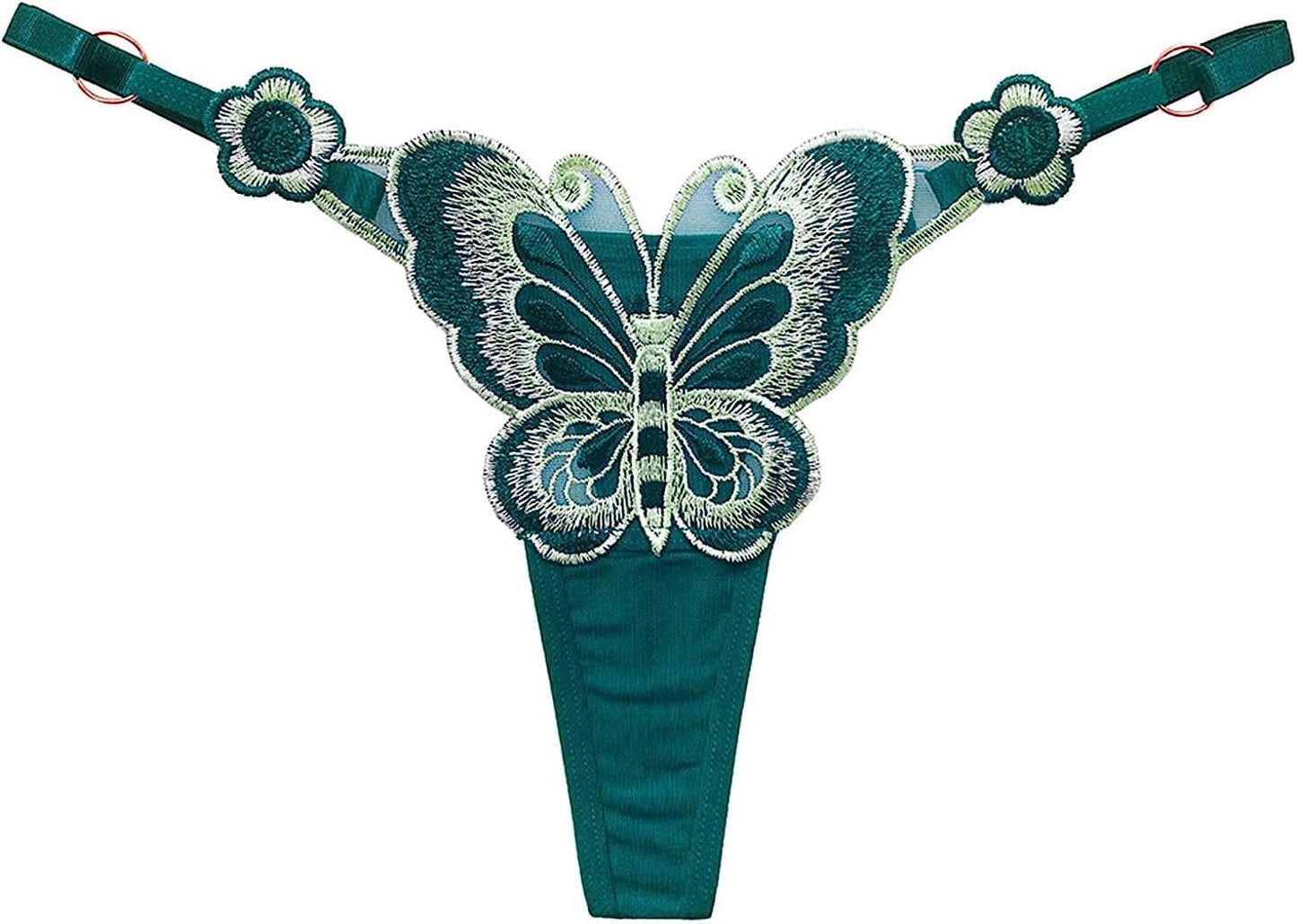 MEOILCE Women'S Sexy G-String Panties with Butterfly Pattern Front, Exotic Sluttly Lingerie Panty, Low Waist T-Back Thongs Green / One Size