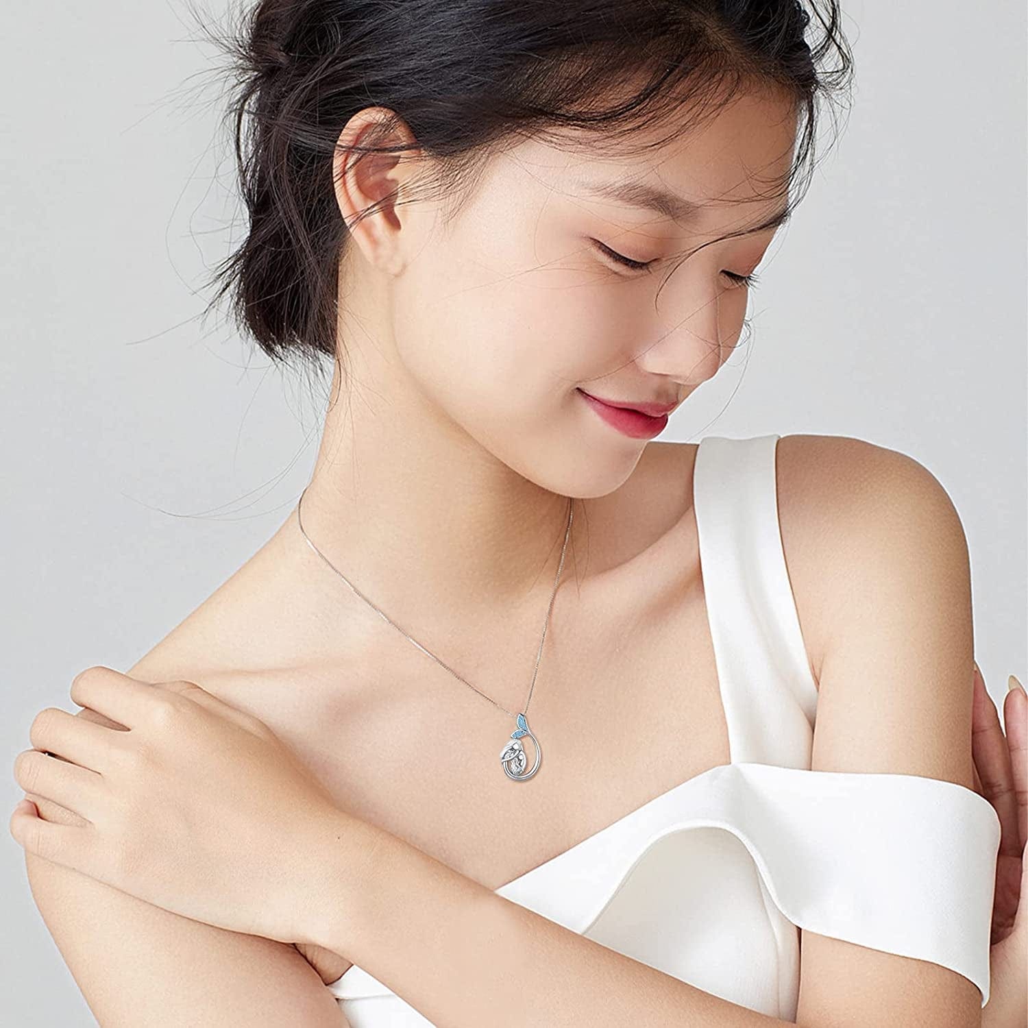 Mermaid Necklace 925 Sterling Silver Little Mermaid Necklace Sea Mermaid Jewelry Gifts for Teen Women Girls C