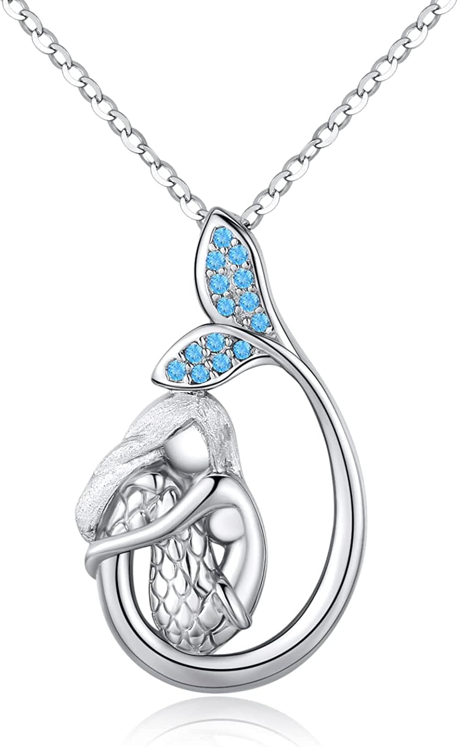 Mermaid Necklace 925 Sterling Silver Little Mermaid Necklace Sea Mermaid Jewelry Gifts for Teen Women Girls C