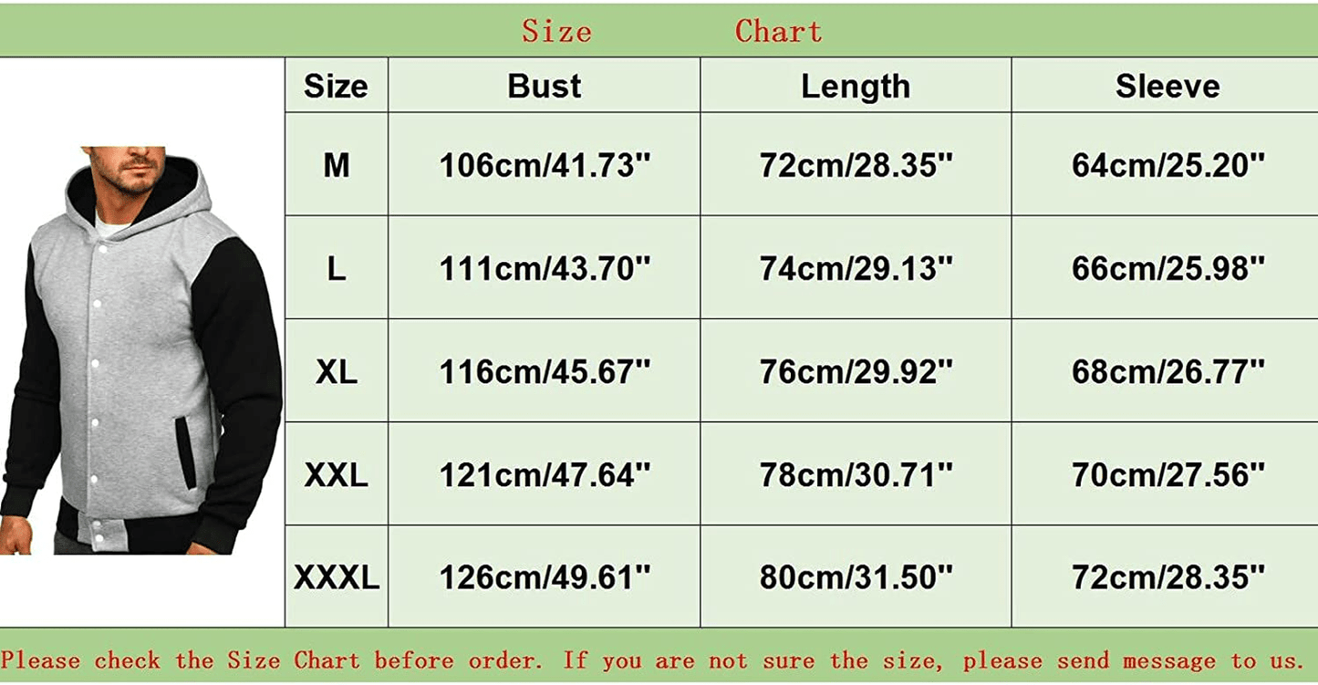 Merthy Mens Classic Varsity Baseball Jackets with Hood Casual Slim Fit Snap Buttons Cotton Uniform Bomber Jackets Coats Apparel & Accessories > Clothing > Underwear & Socks > Shapewear Merthy