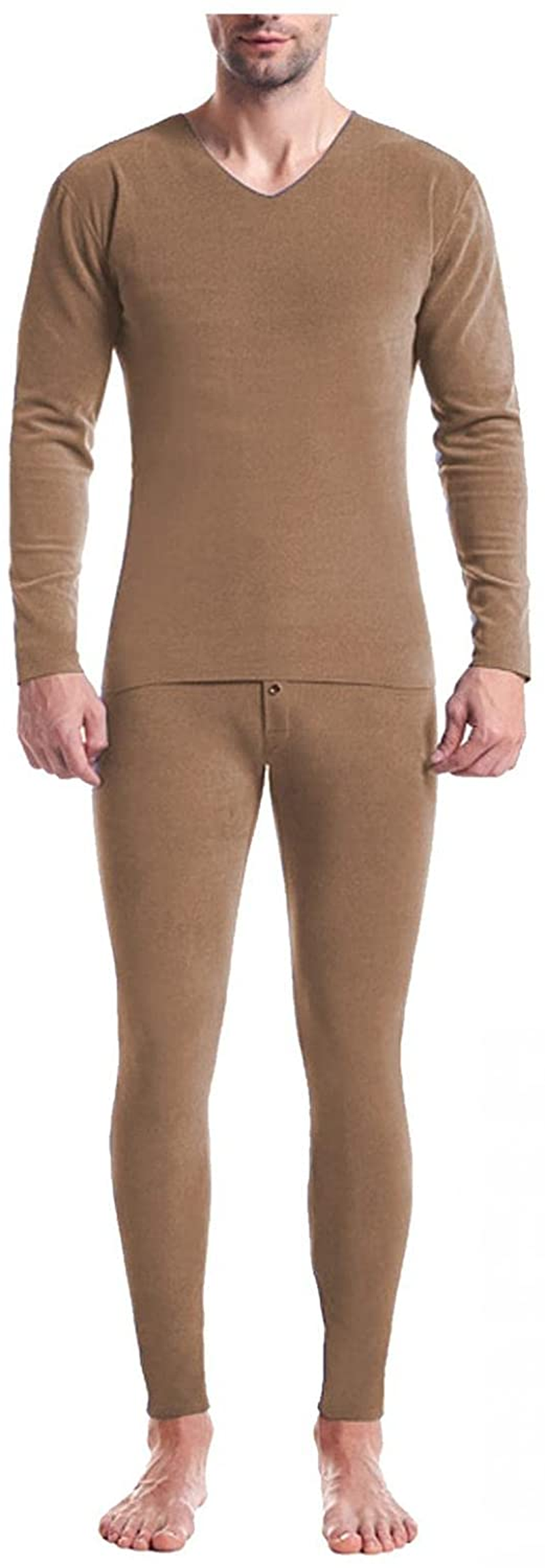Merthy Thermal Underwear Set for Mens Winter Skiing Cycling Ultra Soft Base Layers Tight Long Johns Top and Bottom Set Apparel & Accessories > Clothing > Underwear & Socks > Shapewear Merthy Khaki X-Large