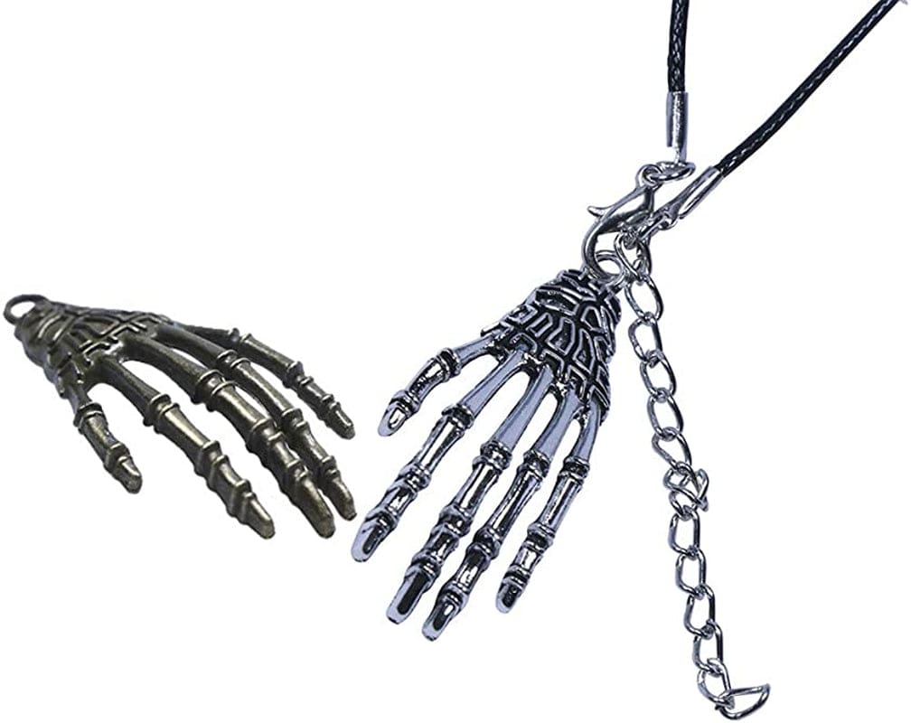 Metal Skeleton Skull Hand Claws Charm Accessories Punk Horror Bone Claw for Halloween Party Decoration and Necklace Pendant Earrings Key Chain Jewelry Making, Antique Silver and Bronze, 20PCS