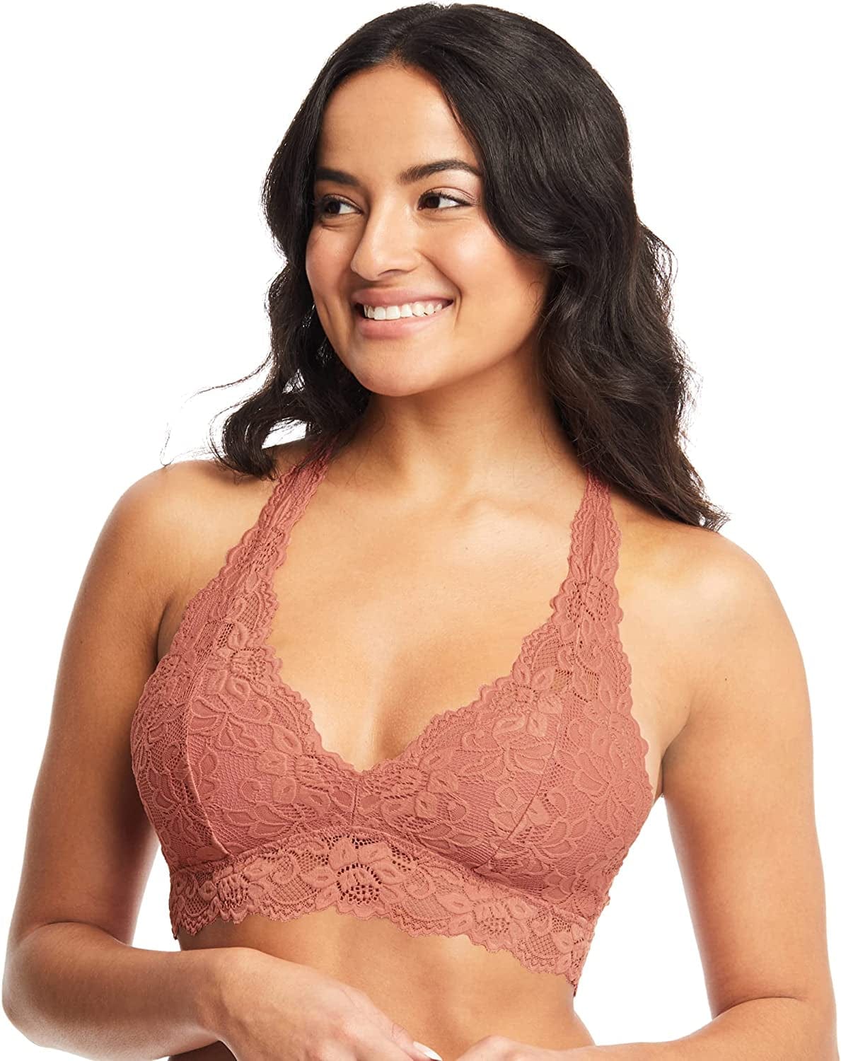 Mia Lace Bralette for Women, Unpadded and Unlined Wireless Bra, Perfect Racerback Everyday Lingerie Rose / X-Small