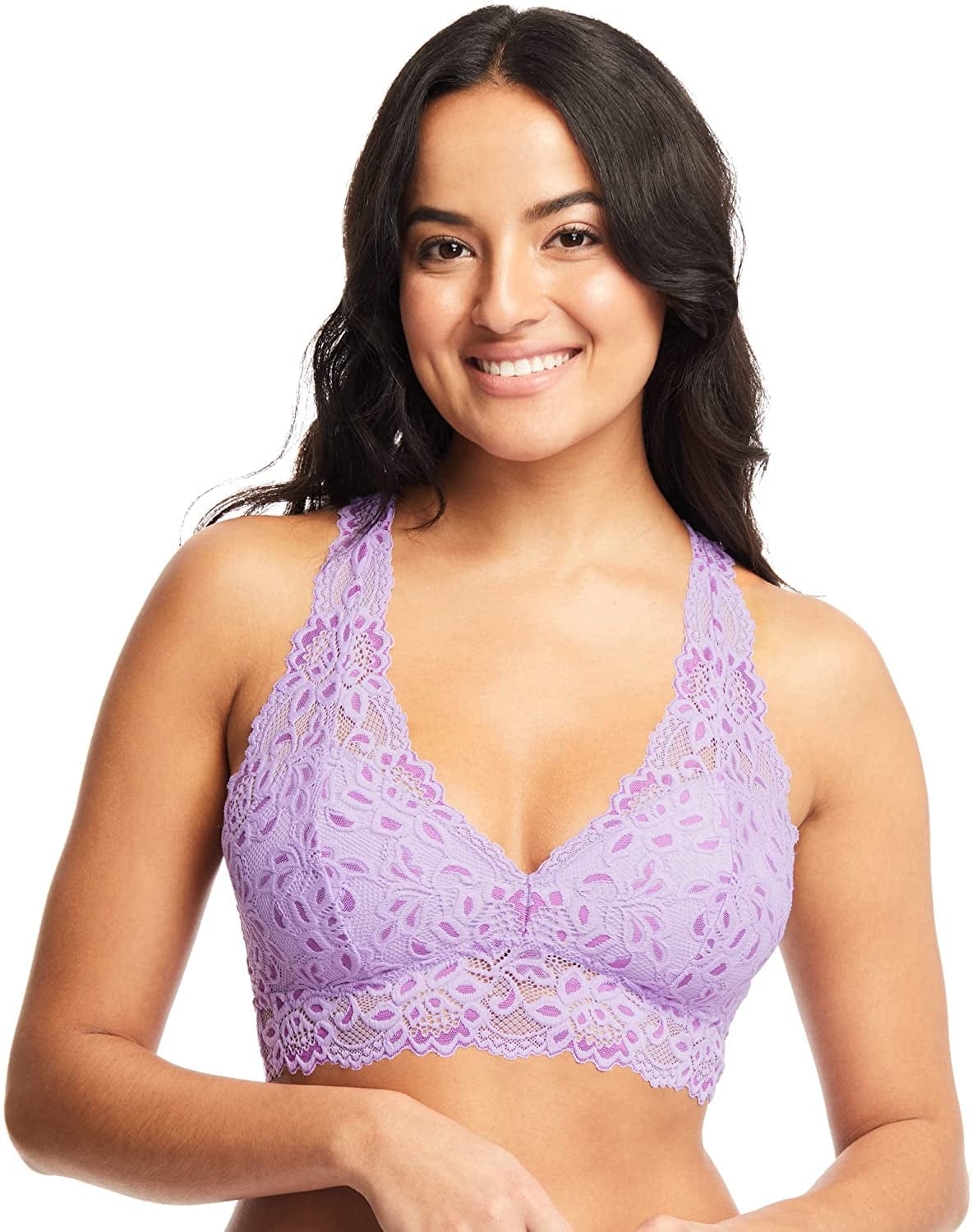 Mia Lace Bralette for Women, Unpadded and Unlined Wireless Bra, Perfect Racerback Everyday Lingerie Pastel Lilac/Orchid / X-Small