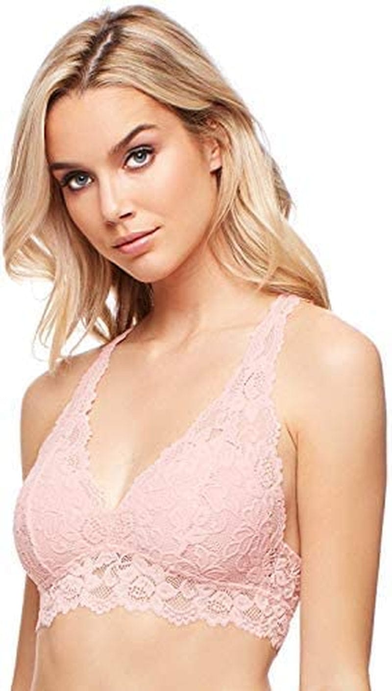 Mia Lace Bralette for Women, Unpadded and Unlined Wireless Bra, Perfect Racerback Everyday Lingerie Crystal Rose / X-Small