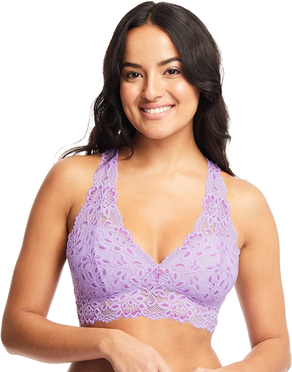 Mia Lace Bralette for Women, Unpadded and Unlined Wireless Bra, Perfect Racerback Everyday Lingerie Pastel Lilac/Orchid / Small