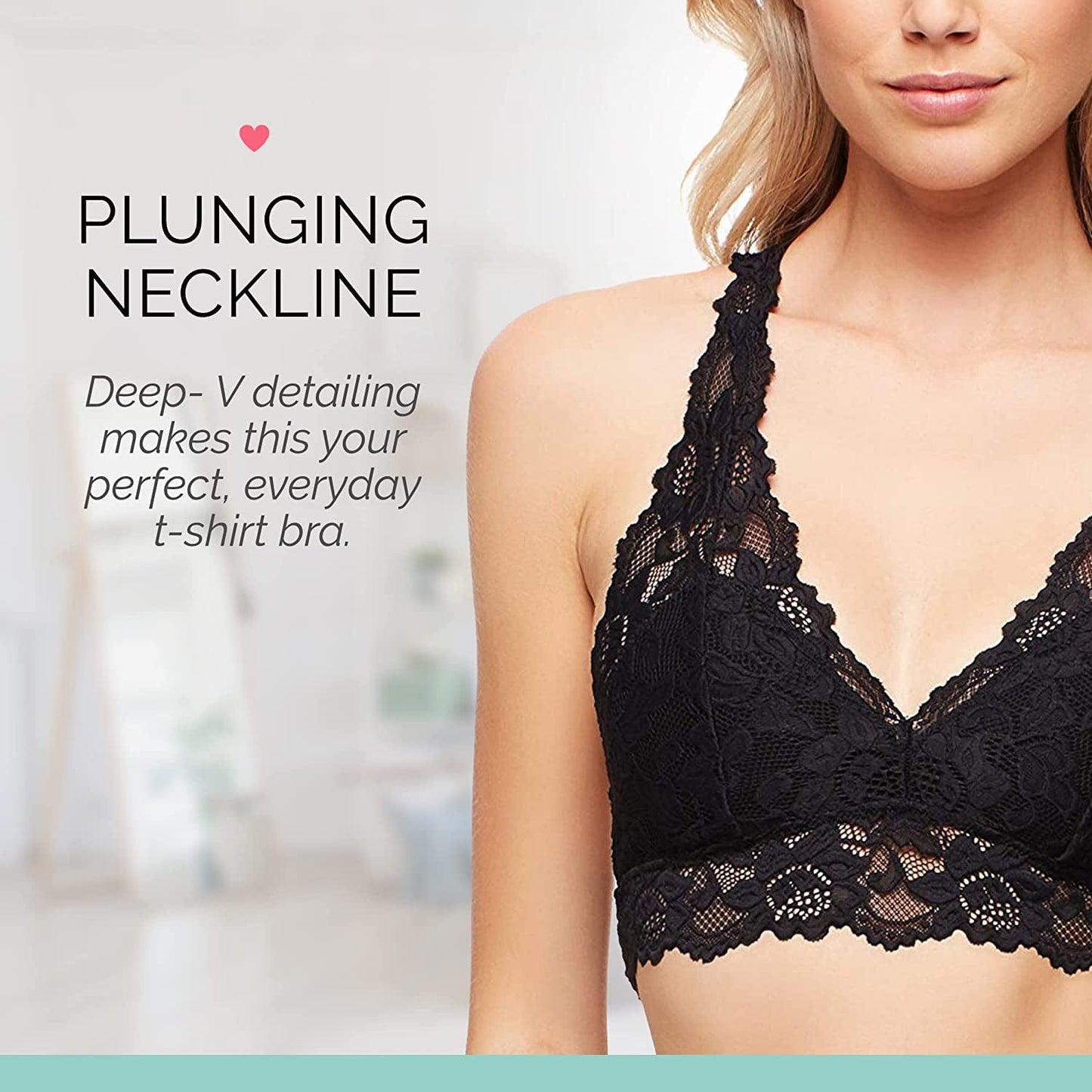 Mia Lace Bralette for Women, Unpadded and Unlined Wireless Bra, Perfect Racerback Everyday Lingerie