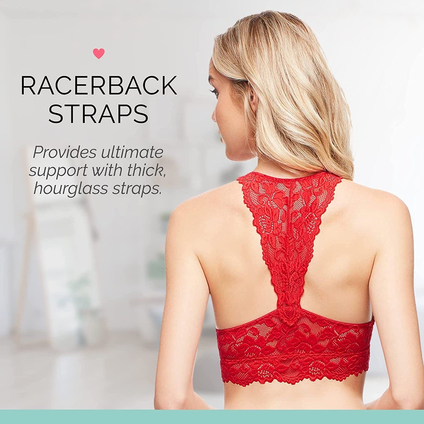 Mia Lace Bralette for Women, Unpadded and Unlined Wireless Bra, Perfect Racerback Everyday Lingerie