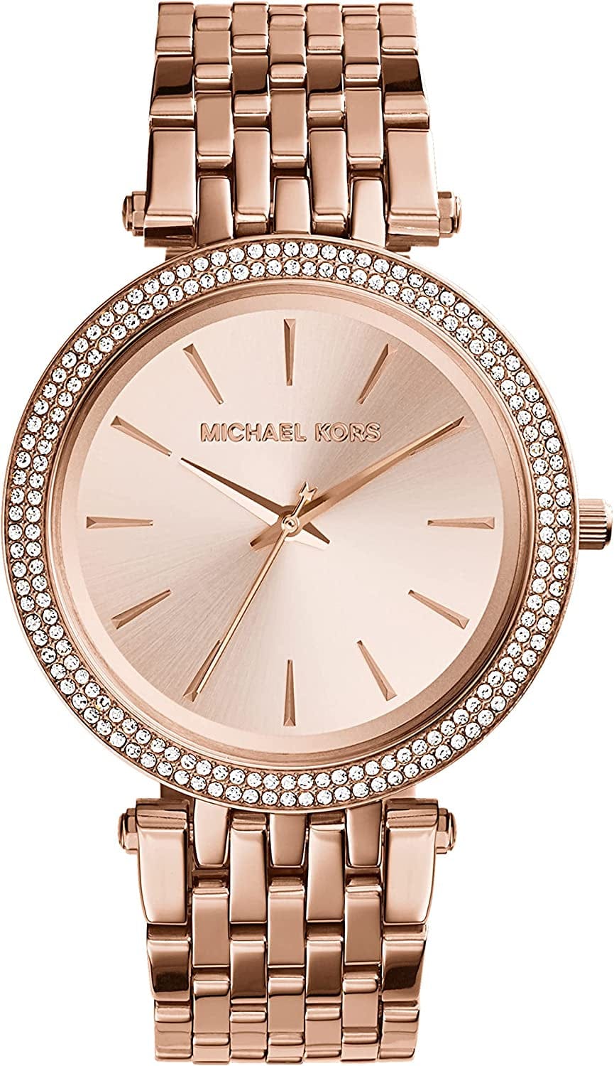 Michael Kors Darci 3 Hand Watch with Glitz Accents, 39MM Rose gold