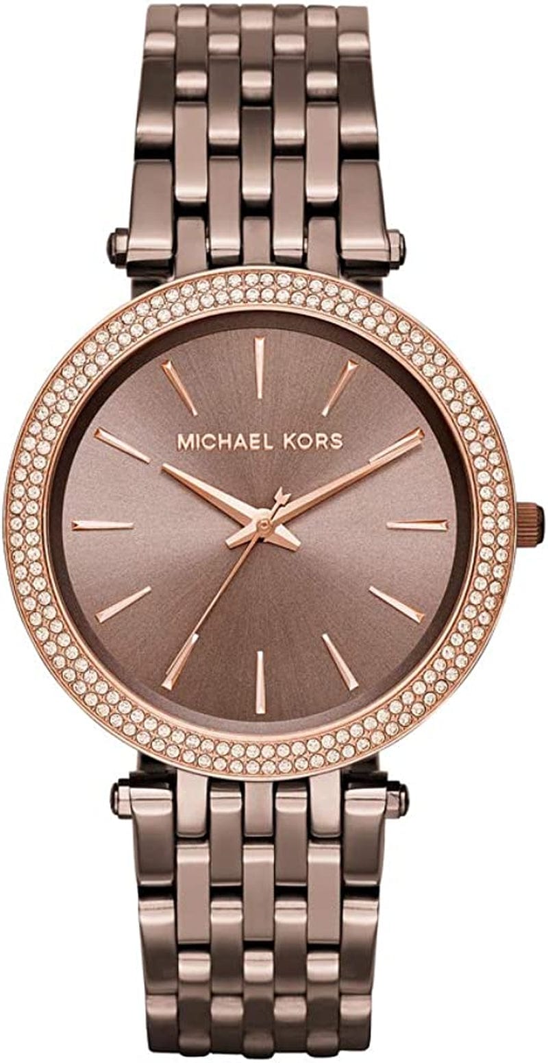Michael Kors Darci 3 Hand Watch with Glitz Accents, 39MM Brown