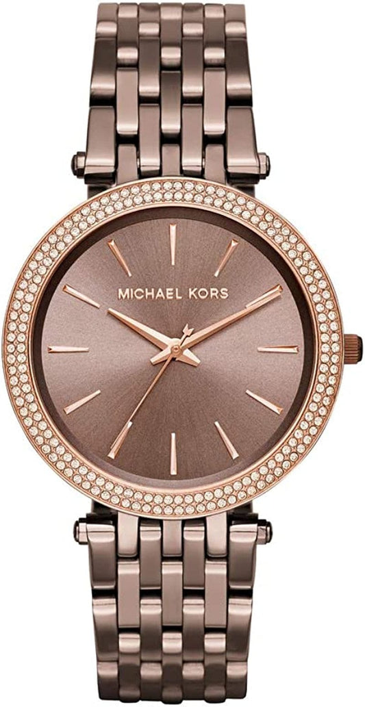 Michael Kors Darci 3 Hand Watch with Glitz Accents, 39MM Brown