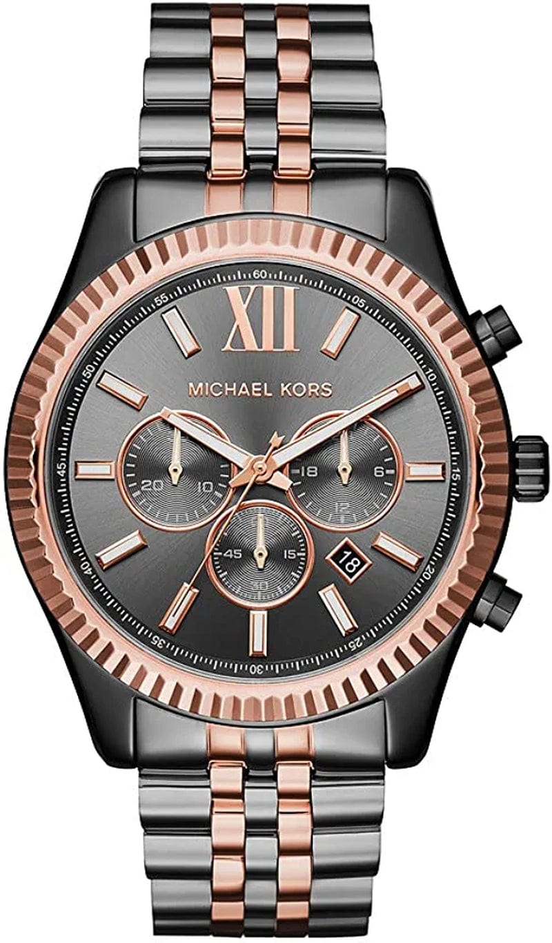 Michael Kors Lexington Chronograph Stainless Steel Watch Gunmetal/Rose Gold