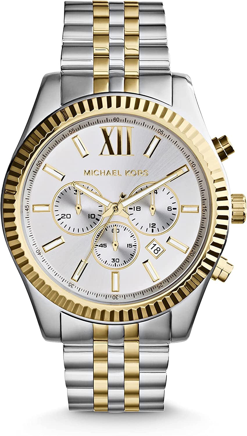 Michael Kors Lexington Chronograph Stainless Steel Watch Silver/Gold