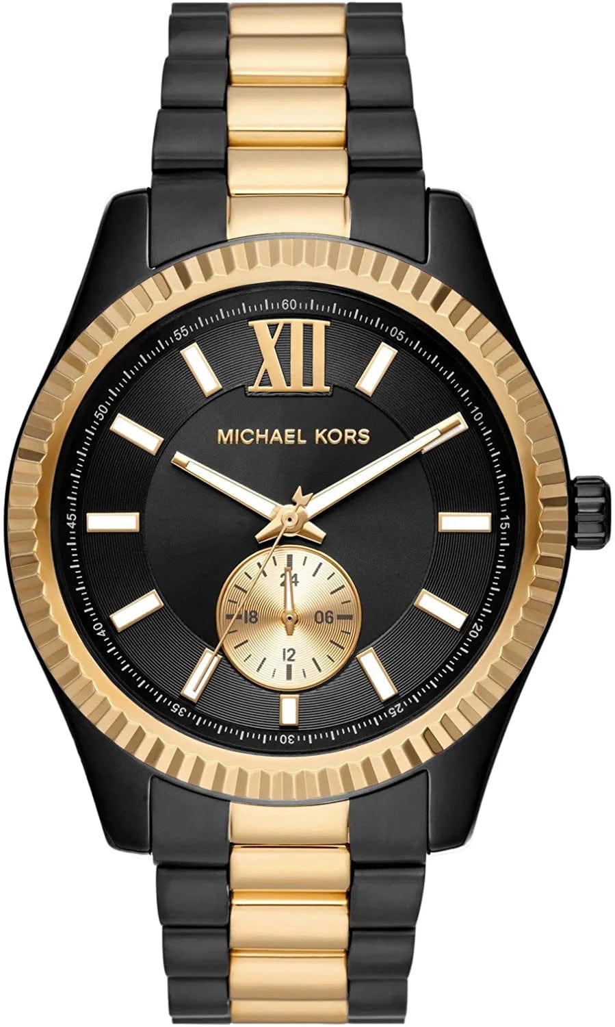 Michael Kors Lexington Chronograph Stainless Steel Watch Black & Gold Multifunction