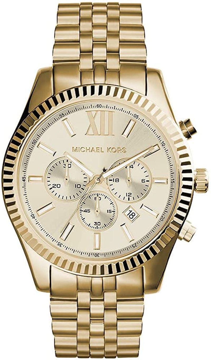Michael Kors Lexington Chronograph Stainless Steel Watch Gold Steel