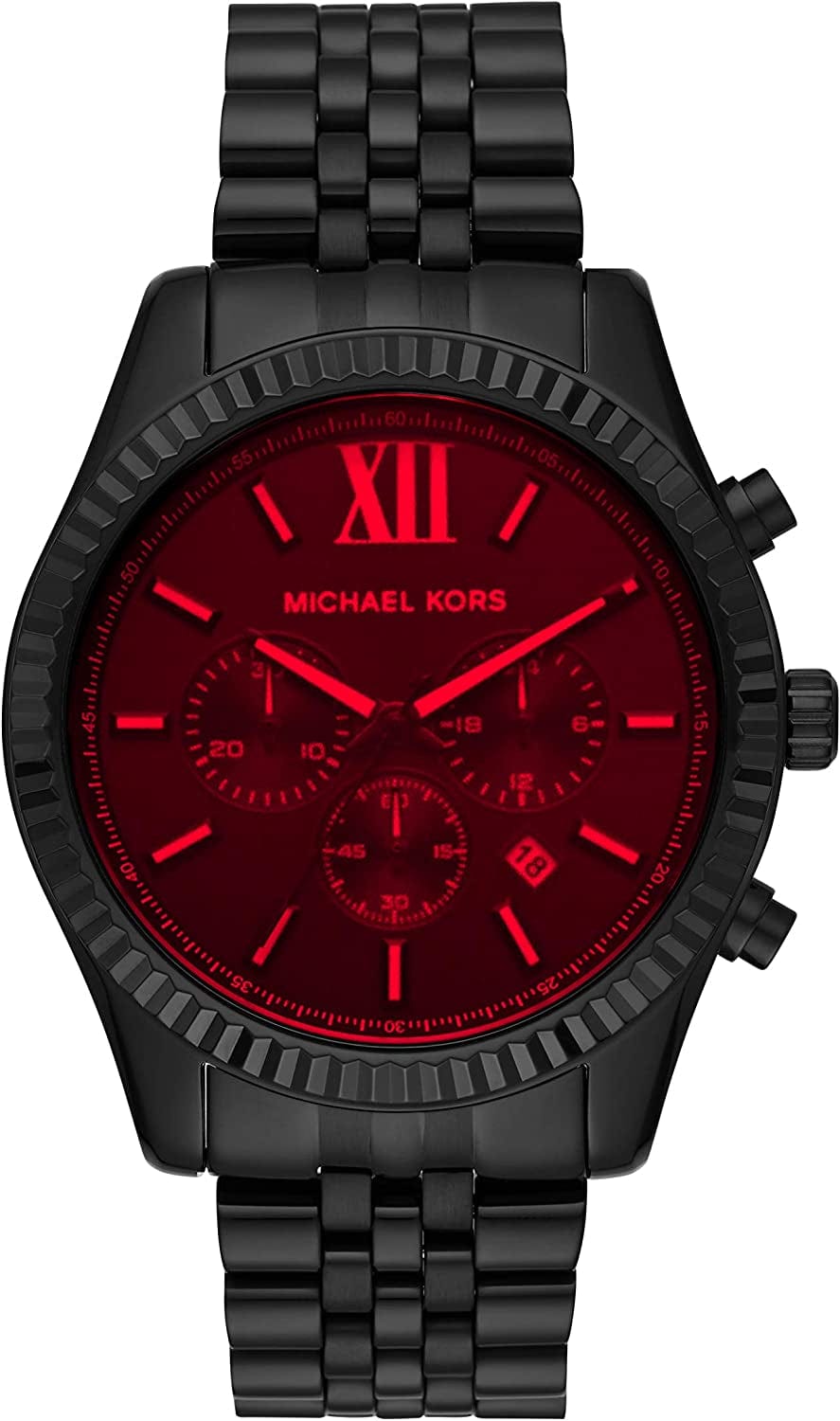Michael Kors Lexington Chronograph Stainless Steel Watch Black/Red