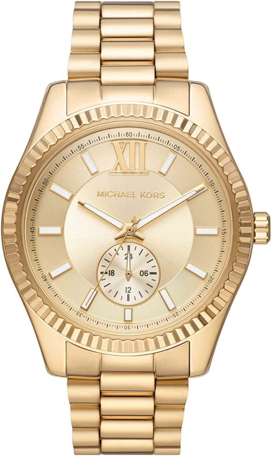 Michael Kors Lexington Chronograph Stainless Steel Watch Gold Multifunction